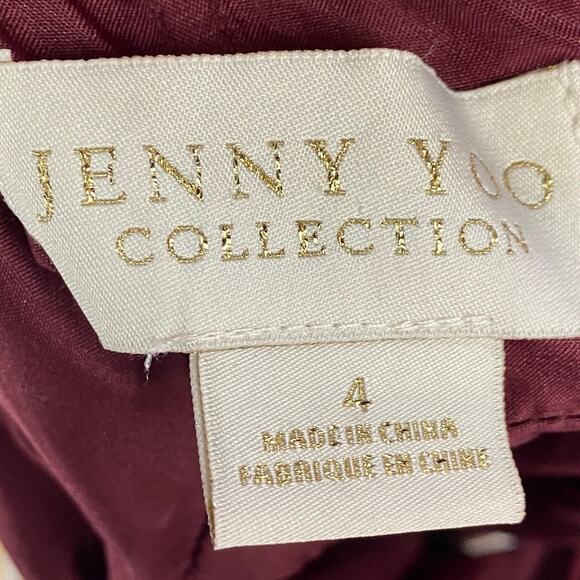 Jenny Yoo BHLDN Farrah Gown Ruffle Skirt Front Slit Chiffon Hibiscus Red NEW 4 - Picture 8 of 12